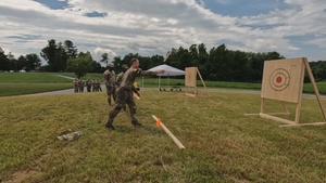 Competitors throw axes and and perform high intensity interval training - 2025 National Best Warrior