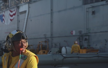 USS Iwo Jima Prepares for Flight Operations to support amphibious assault exercise.