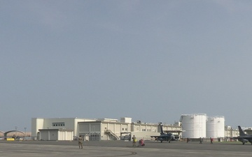 U.S. Airforce F-16C Fighting Falcons land at MCAS Iwakuni for exercise Resolute Forces Pacific.