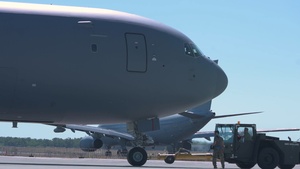 Talisman Sabre 25: USAF KC-46 aircraft taxi prior to air refueling mission in Australia