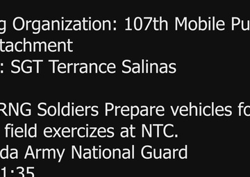 FLARNG Soldiers Prepare vehicles for upcoming field exercises at NTC.