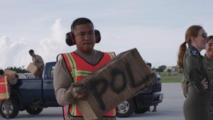 A C-130J Super Hercules crew delivers equipment to Tinian during DLE 2025