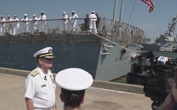 USS Mitscher (DDG 57) departs Naval Station Norfolk