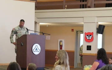 Former Fort McCoy Garrison HHC commander provides departing comments during 2025 change-of-command ceremony