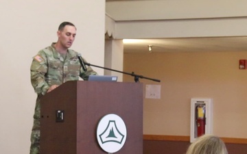 New company commander at Fort McCoy Garrison HHC provides first comments as commander during July 2025 ceremony