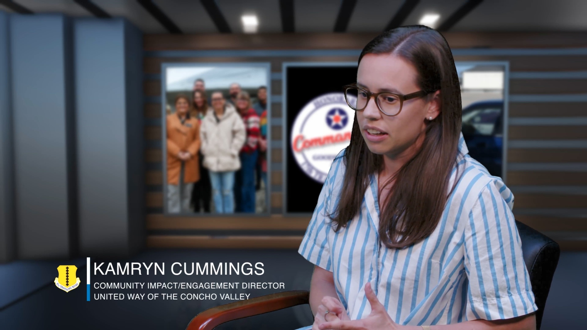 Kamryn Cummings and Kelli Hanna, 17th Training Wing Honorary Commanders, talk about the importance of the relationships formed during immersions on Goodfellow Air Force Base.  The Honorary Commander Program enables members of the community to understand the importance of Goodfellow Air Force Base, the United States Air Force, the Department of Defense and their military mission.
