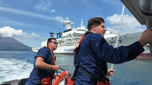 U.S. Coast Guard Cutter Stratton (WMSL 752) conducts the first-ever trilateral operations between the U.S. Coast Guard, Japan and Philippine Coast Guards in Japan