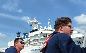 U.S. Coast Guard Cutter Stratton (WMSL 752) conducts the first-ever trilateral operations between the U.S. Coast Guard, Japan and Philippine Coast Guards in Japan