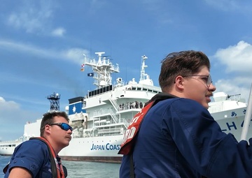 U.S. Coast Guard Cutter Stratton (WMSL 752) conducts the first-ever trilateral operations between the U.S. Coast Guard, Japan and Philippine Coast Guards in Japan