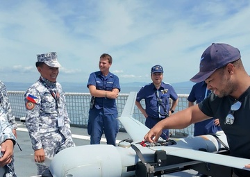 U.S. Coast Guard Cutter Stratton (WMSL 752) conducts the first-ever trilateral operations between the U.S. Coast Guard, Japan and Philippine Coast Guards in Japan