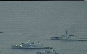 U.S. Coast Guard Cutter Stratton (WMSL 752) conducts the first-ever trilateral operations between the U.S. Coast Guard, Japan and Philippine Coast Guards in Japan