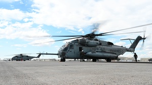 POL assists with Marine CH-53 Hot Pit