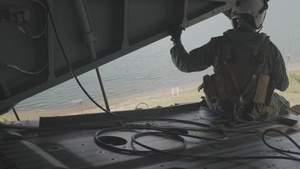 U.S. Marines with 2nd MAW and 2nd DSB execute external lifts and helocasting alongside the Army Special Warfare Training Group (Airborne)(B-Roll)