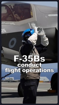 F-35B Lightning II aircraft conduct flight operations aboard HMS Prince of Wales during exercise Med Strike