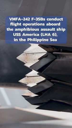 VMFA-242 F-35B flight operations aboard USS America in the Philippine Sea