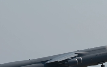 A C-5M Super Galaxy taxis and takes off during exercise Bamboo Eagle 25-3 (B-Roll)