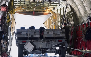 U.S. Airmen load cargo onto a C-130J during exercise Bamboo Eagle 25-3 (B-Roll)