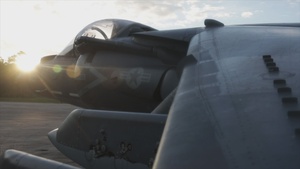U.S. Marines with Marine Attack Squadron 223 prepare AV-8B Harriers for ordnance training