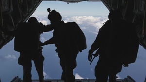 On 3: U.S. Service Members Sky Dive during the 2025 MCBH Kaneohe Airshow