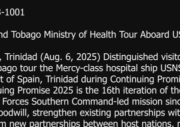 CP25 Trinidad and Tobago Ministry of Health Tour Aboard USNS Comfort