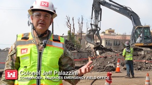 USACE removes debris from a Pacific Palisades condominium damaged by the 2025 California wildfires