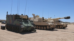 40th Division Artillery Conduct Live Artillery Exercises At Fort Irwin