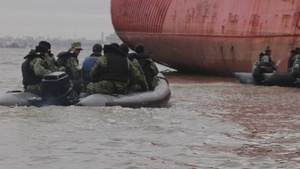 Infantes de Marina del Uruguay perform a boat demonstration
