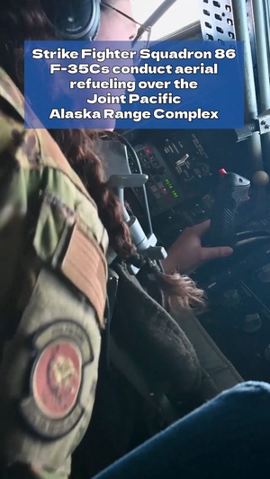 Strike Fighter Squadron 86 F-35Cs conduct aerial refueling over the Joint Pacific Alaska Range Complex