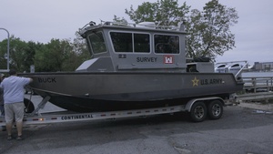 U.S. Army Corps of Engineers deploys sonar-equipped survey vessel in support of incident response following vessel explosion in Baltimore Harbor