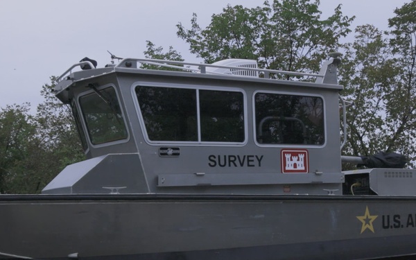 U.S. Army Corps of Engineers deploys sonar-equipped survey vessel in support of incident response following vessel explosion in Baltimore Harbor