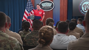 Washington Nationals Jacob Young visits Pentagon