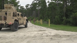 U.S. Marines with II Marine Expeditionary Force Support Battalion, participate in the Outdoor Infantry Immersion Trainer