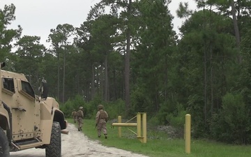 U.S. Marines with II Marine Expeditionary Force Support Battalion, participate in the Outdoor Infantry Immersion Trainer