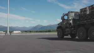 B-Roll: U.S. Marines with 3rd Bn. 4th Marines and Airmen with 732nd AMS move equipment and personnel during Arctic Edge 25