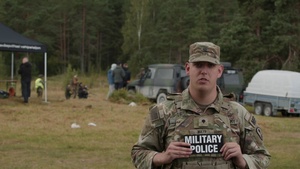 U.S. Army Spc. Brady Mayr 102MP Company interviews during Estonian joint training