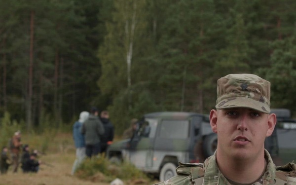 U.S. Army Spc. Brady Mayr 102MP Company interviews during Estonian joint training