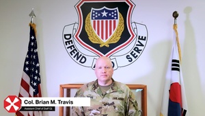Col. Brian Travis Congratulates ROK Army on the Anniversary of it's AG Branch