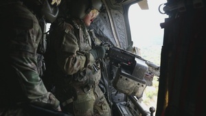 1st Armored Division CH-47 Chinook Crews Conduct Aerial Gunnery in Bulgaria (B-roll)