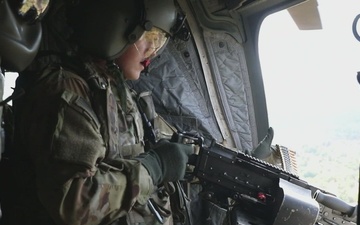 1st Armored Division CH-47 Chinook Crews Conduct Aerial Gunnery in Bulgaria (B-roll)