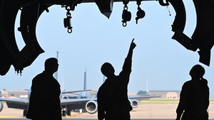 B-Roll: McConnell maintainers swap KC-135 engine