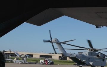 U.S. Marines with Marine Heavy Helicopter Squadron (HMH) 461 transport F-35B Lightning II to Marine Corps Air Station Beaufort for permanent static display