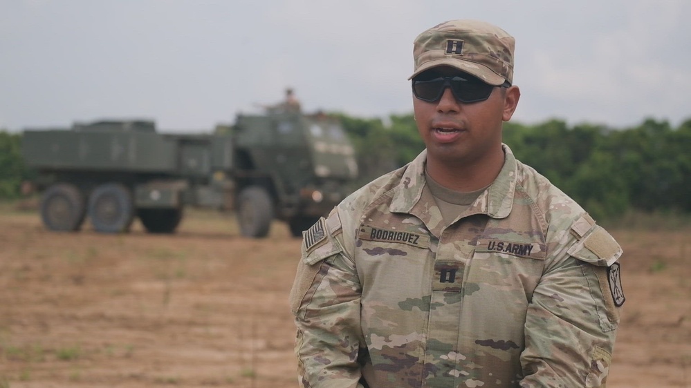 U.S. Army Capt. Benito Rodriguez reflects on the role of artillery and his HIMARS battery during Super Garuda Shield 25