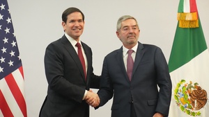Secretary of State Marco A. Rubio participates in a joint press availability with Mexican Foreign Secretary Juan Ramón de la Fuente