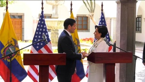 Secretary of State Marco A. Rubio participates in a joint press availability with Ecuadorian Foreign Minister Gabriela Sommerfeld