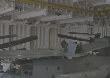 MRF-D 25.3: VMM-363 conducts MV-22B Osprey maintenance aboard USS Miguel Keith