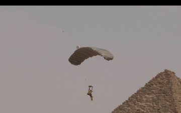 BRIGHT STAR 25 Multinational Paratroopers drop above Pyramids