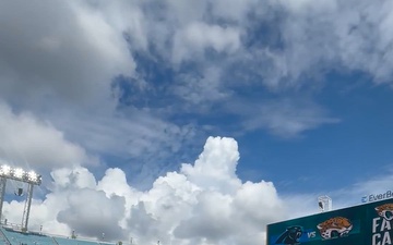 LS2 Gloster and Jacksonville Jaguars cheerleaders Navy 250 birthday message
