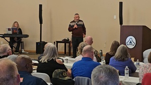Guest speaker gives presentation during 2025 RAD prayer breakfast at Fort McCoy,  Part 1