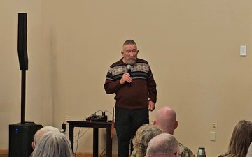 Guest speaker gives presentation during 2025 RAD prayer breakfast at Fort McCoy,  Part 1