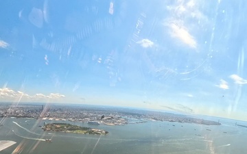 F-22 Raptor Demo Team Showcases Airpower Over Statue of Liberty in New York City